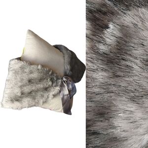 Handmade Plus Size Faux Fur Satin Reversible Wrap Grey Silver Bridal